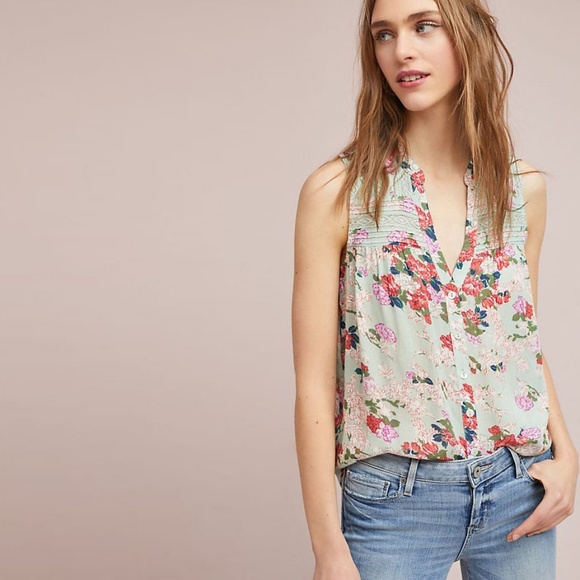 Anthropologie Tops - Anthropologie Pintucked Sleeveless Buttondown 14